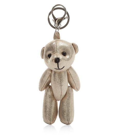Gold Teddy Bear Keyring | New Look