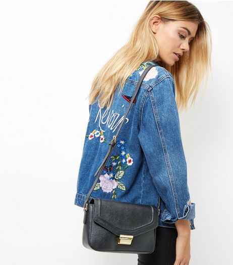 Black Leather- Look Across Body Bag | New Look