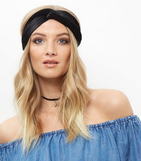 Black Velvet Turban Headband | New Look