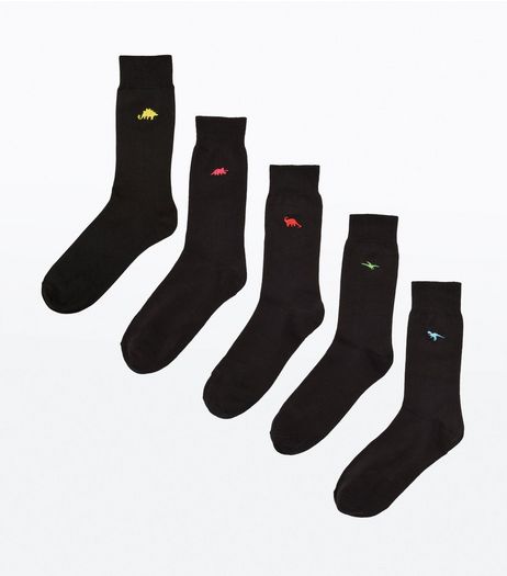 5 Pack Embroidered Socks | New Look