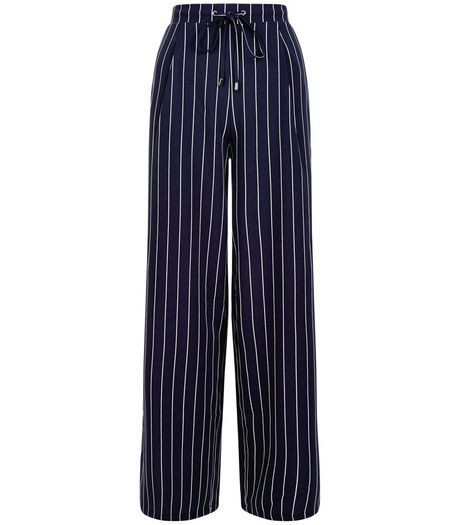 Navy Stripe Wide Leg Trousers | New Look
