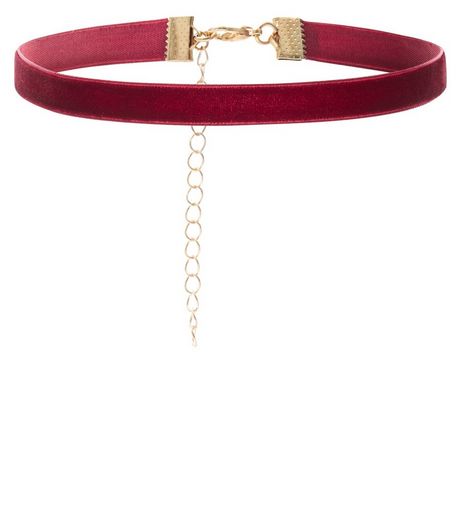 Burgundy Velvet Skinny Choker | New Look