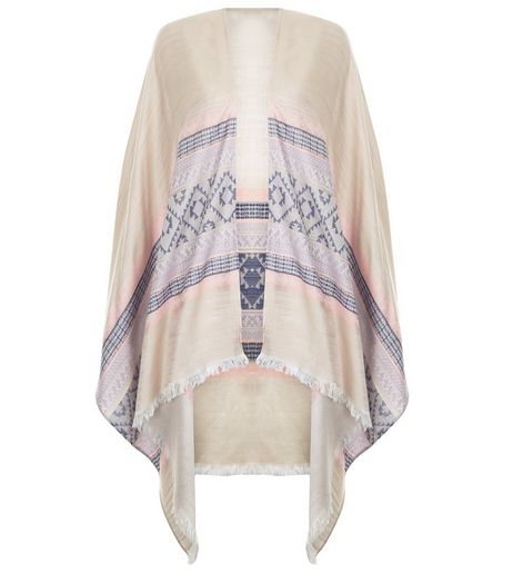 Blue Vanilla Blue Aztec Print Fringed Blanket Wrap | New Look