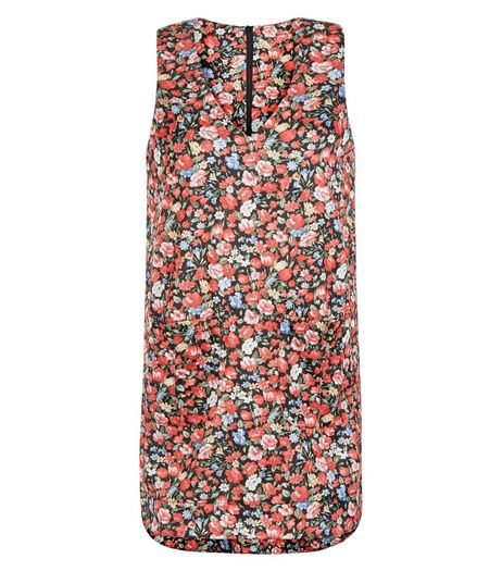Blue Vanilla Black Floral Print Pinafore Dress | New Look