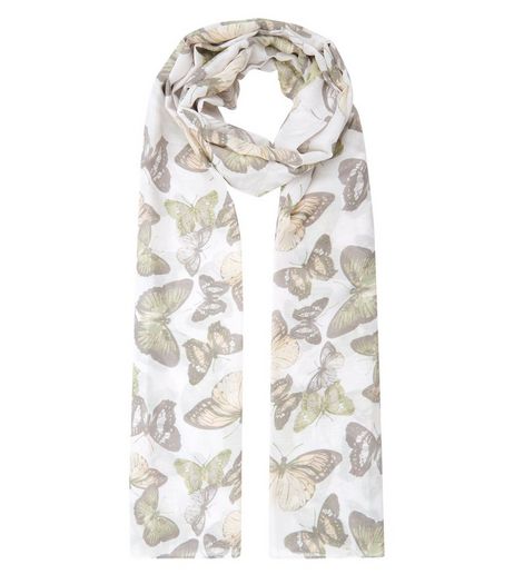 Cream Butterly Print Longline Scarf | New Look