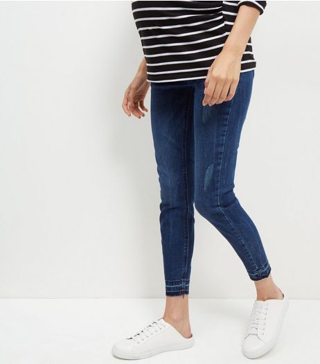 Maternity Navy Ripped Skinny Jeans | New Look