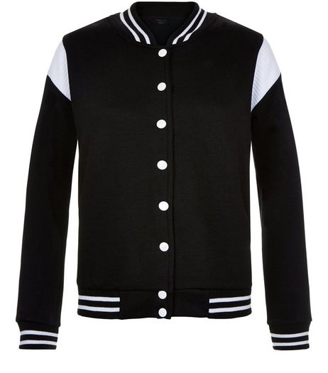 Teens Black Contrast Panel Bomber Jacket | New Look