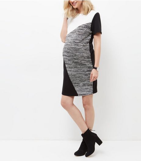 Maternity Black Colour Block Tunic Dress | New Look