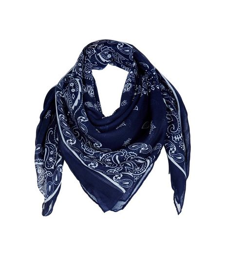 Navy Paisley Print Longline Scarf | New Look