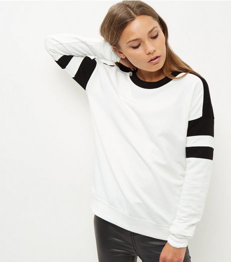 Tall White Colour Block Sweater | New Look