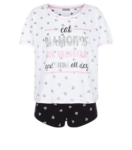 Black Diamond Print Pyjama Set | New Look