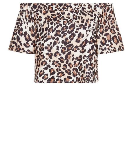 Brown Animal Print Bardot Neck Top | New Look