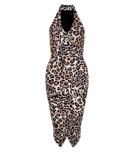 Brown Animal Print Funnel Neck Bodycon Dress | New Look