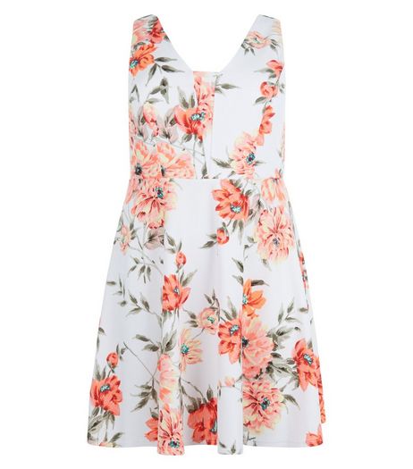 Curves White Floral Print Midi Dress | New Look