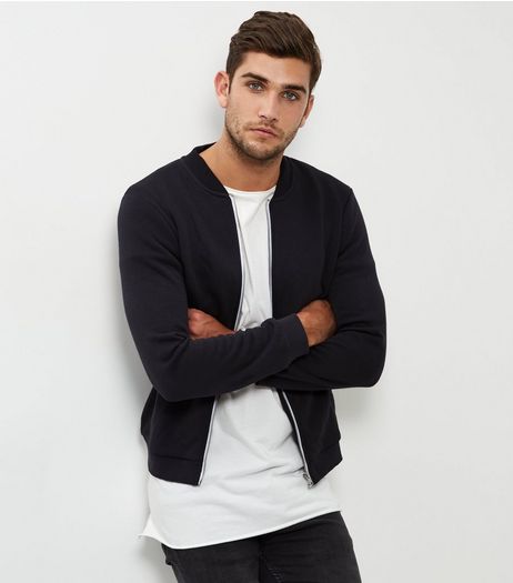 Black Jersey Bomber Jacket | New Look