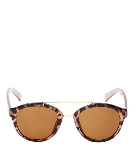 Brown Animal Print Round Sunglasses | New Look