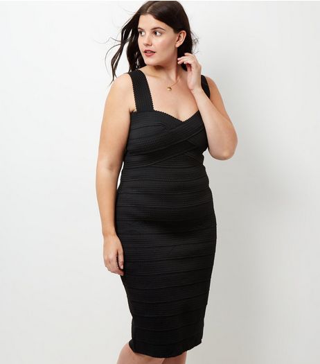Curves Black Bandage Bodycon Dress | New Look