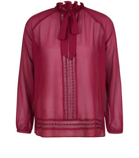 Blue Vanilla Dark Red Pussybow Blouse | New Look