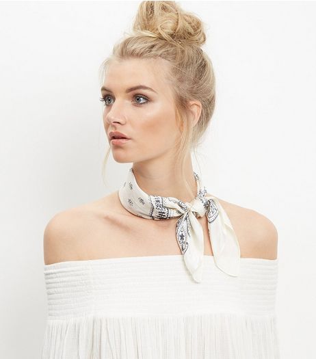 Cream Paisley Print Satin Bandana | New Look