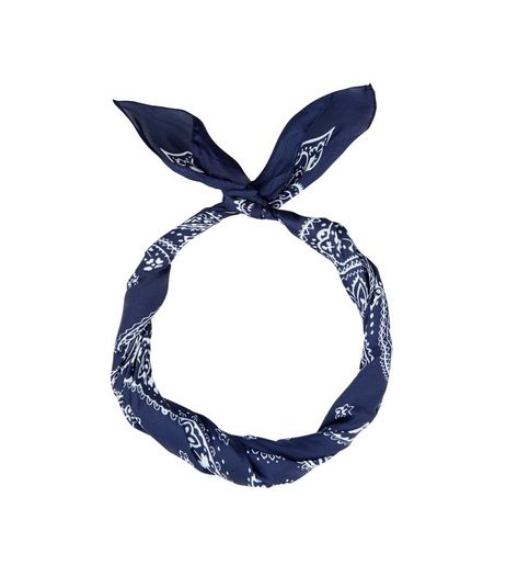 Navy Paisley Print Satin Bandana | New Look