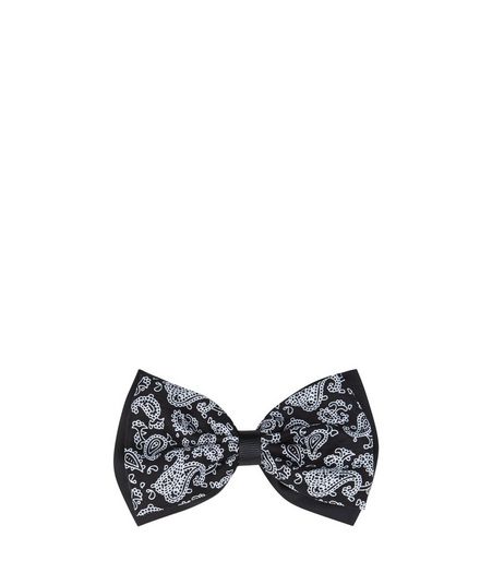 Black Paisley Print Bow Hair Clip | New Look