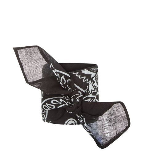 Black Paisley Print Bandana Cuff | New Look