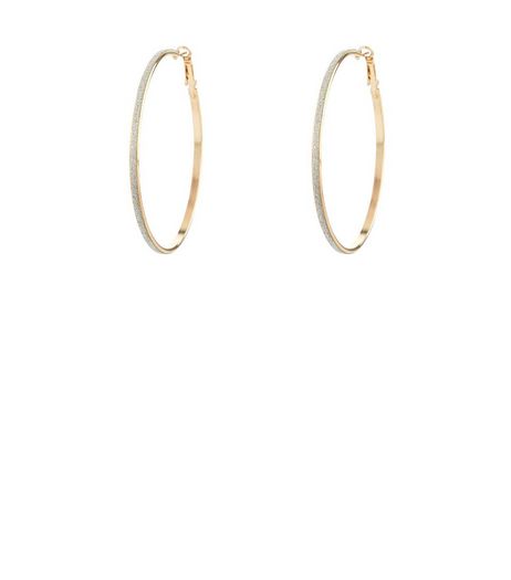 Silver and Gold Glitter Hoop Earrings | New Look