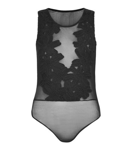 Cameo Rose Black Floral Mesh Bodysuit | New Look