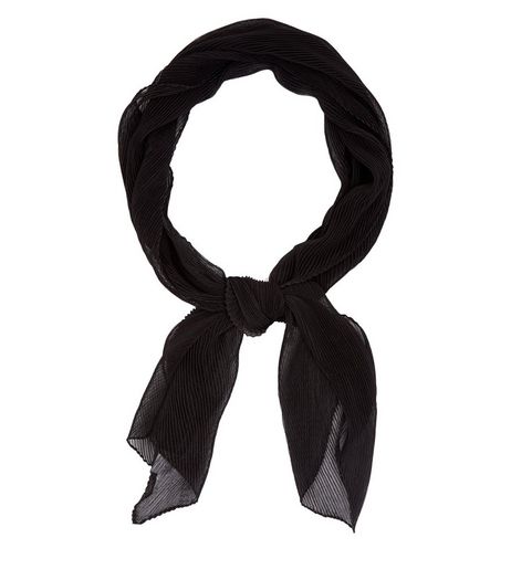 Black Pleated Skinny Scarf | New Look