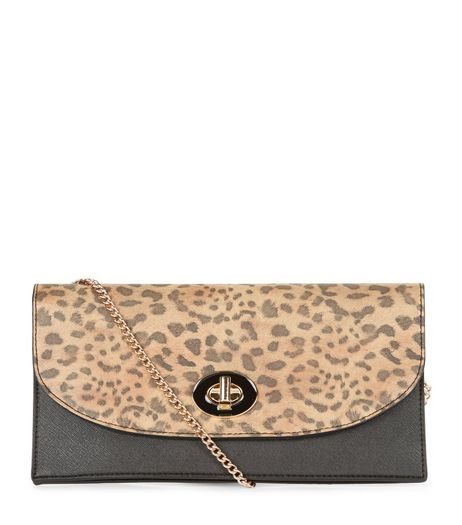 Brown Leopard Print Twist Lock Clutch | New Look