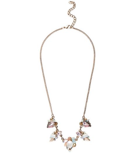 Gold Glitter Stone Necklace | New Look