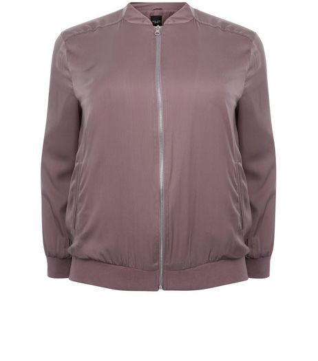 Curves Mink Sateen Bomber Jacket | New Look