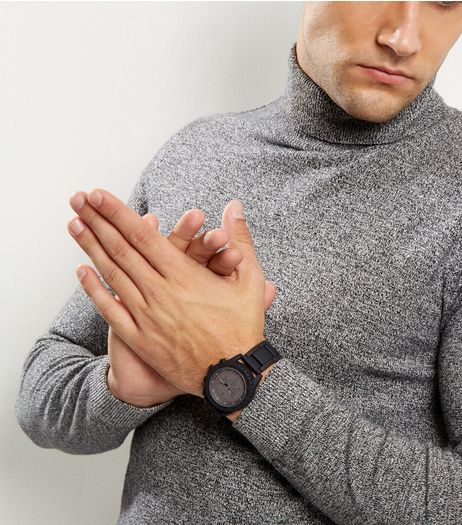 Black Link Bracelet Watch | New Look