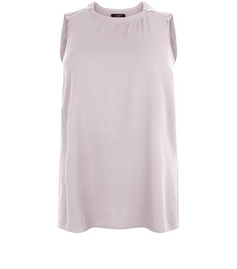 Curves Pink Zip Shoulder Sleeveless Top | New Look