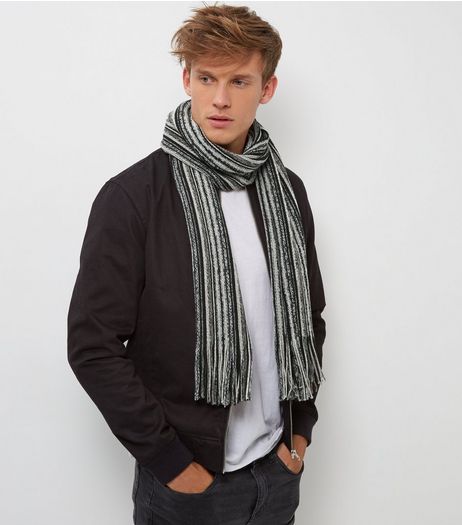 Black Knitted Fringed Scarf | New Look