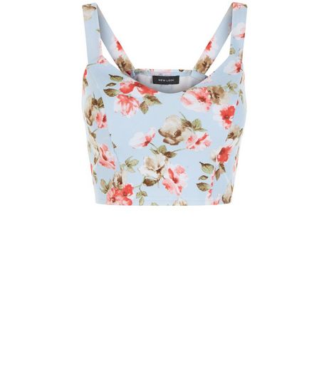 Blue Floral Print Crop Top | New Look