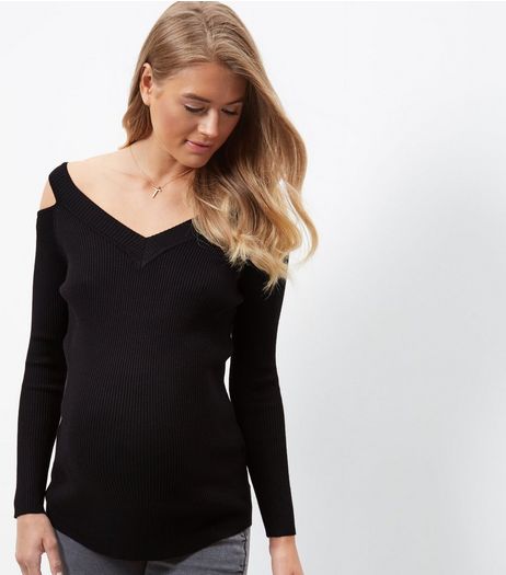 Maternity Black Cold Shoulder Jumper | New Look