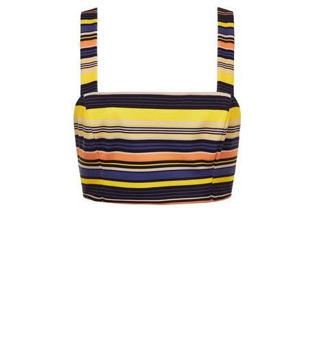 Yellow Stripe Square Neck Crop Top | New Look