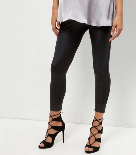 Maternity Black Over Bump Coated Leggings | New Look
