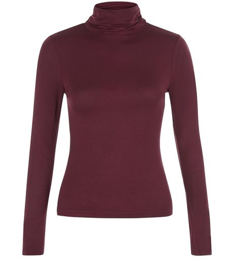 Petite Burgundy Turtle Neck Top | New Look