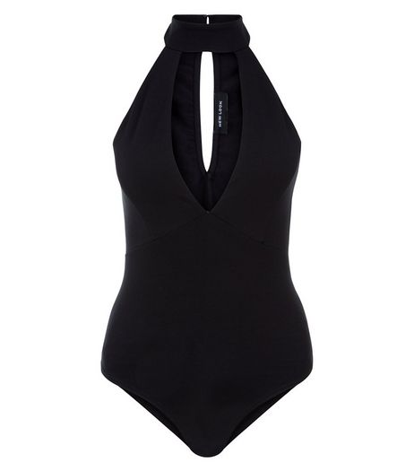 Black Cut Out Funnel Neck Bodysuit | New Look