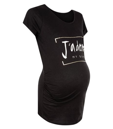 Maternity Black J'Adore My Bump T-Shirt | New Look