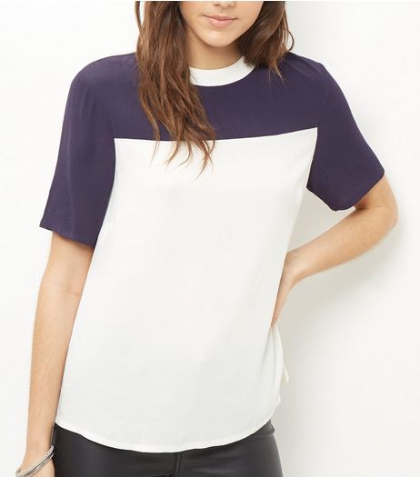 White Colour Block Swing T-Shirt | New Look