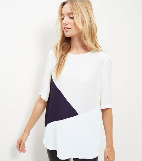 Tall White Colour Block T-Shirt | New Look