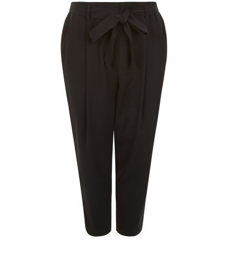 Curves Black Belted Trousers | New Look