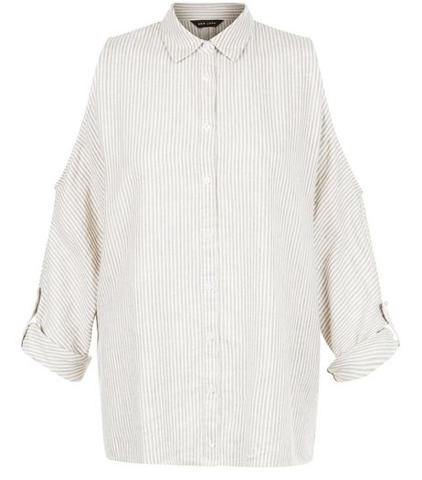 White Stripe Cold Shoulder Shirt | New Look