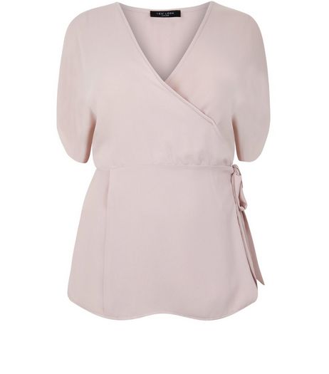 Curve Pink Tie Side Wrap Top | New Look