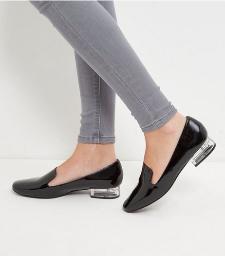 Black Perspex Heel Loafers | New Look