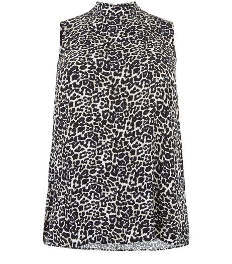 Curves Black Animal Print Cut Out Back Top | New Look