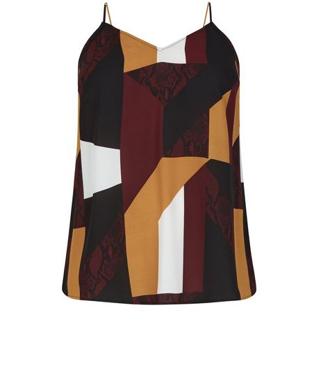 Curves Brown Colourblock Cami | New Look